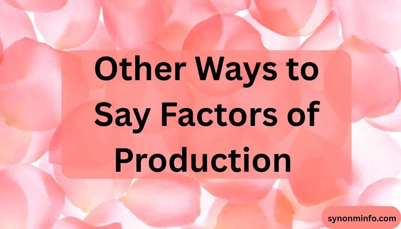 Other Ways to Say Factors of Production