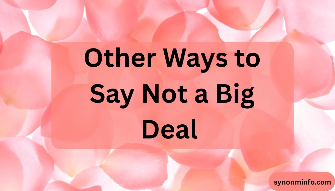 Other Ways to Say Not a Big Deal
